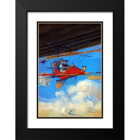 Futuristic Air Travel Black Modern Wood Framed Art Print with Double Matting by Inventions