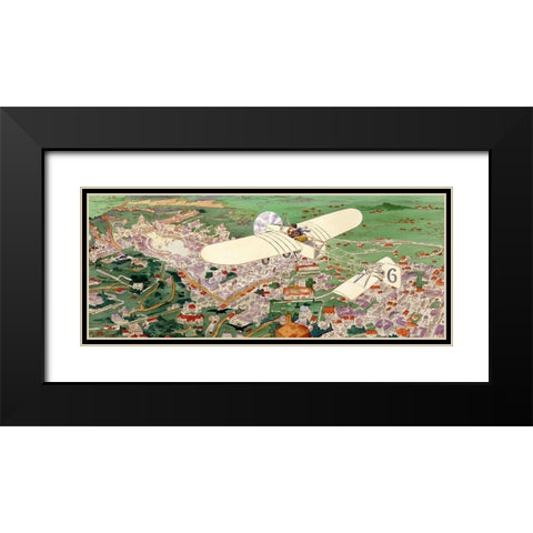 Rome to Paris by air non-stop Black Modern Wood Framed Art Print with Double Matting by Inventions