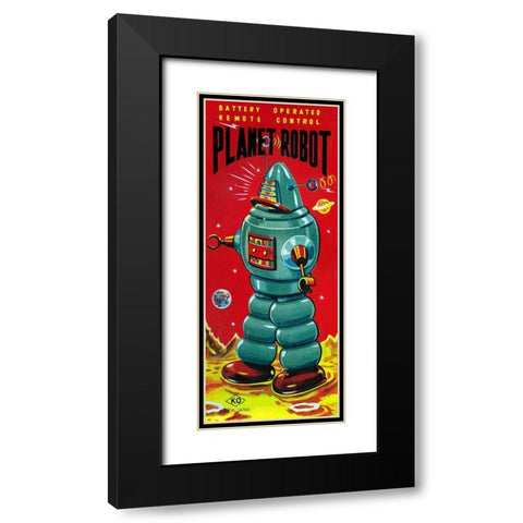 Planet Robot Black Modern Wood Framed Art Print with Double Matting by Retrobot