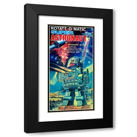 Rotate-O-Matic Super Astronaut Black Modern Wood Framed Art Print with Double Matting by Retrobot