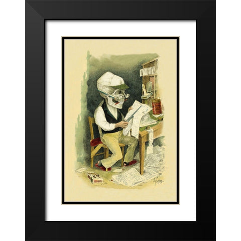 Death in the Headlines Black Modern Wood Framed Art Print with Double Matting by Frusius
