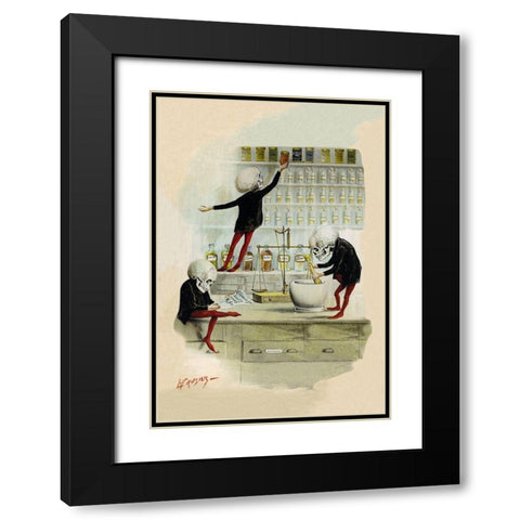 Death in the Lab Black Modern Wood Framed Art Print with Double Matting by Frusius