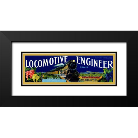 Locomotive Engineer Brand California Grapes Black Modern Wood Framed Art Print with Double Matting by Retrotravel