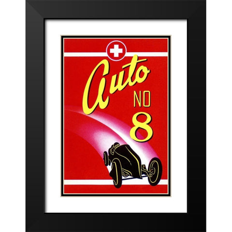 Auto No. 8 Black Modern Wood Framed Art Print with Double Matting by Retrotravel