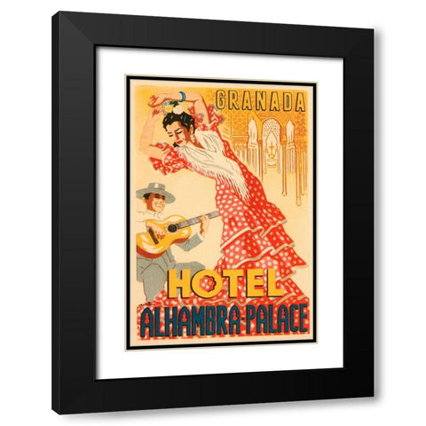 Hotel Alhambra - Palace Black Modern Wood Framed Art Print with Double Matting by Retrotravel