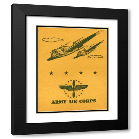 Army Air Corps Black Modern Wood Framed Art Print with Double Matting by Retrotravel
