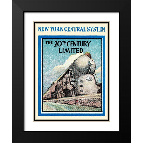 New York Central System - The 20th Century Limited Black Modern Wood Framed Art Print with Double Matting by Retrotravel