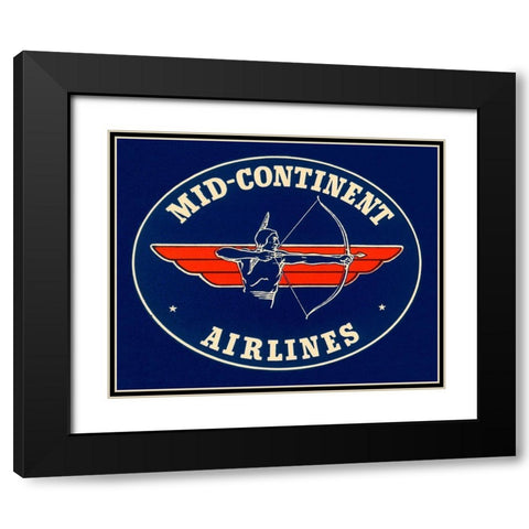 Mid-Continent Airlines Black Modern Wood Framed Art Print with Double Matting by Retrotravel