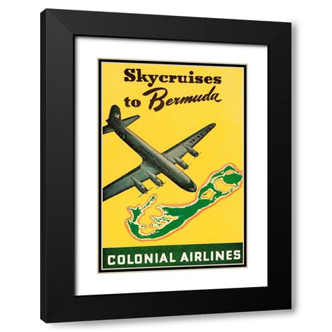 Skycruises to Bermuda Black Modern Wood Framed Art Print with Double Matting by Retrotravel