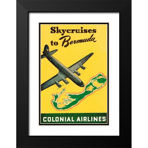 Skycruises to Bermuda Black Modern Wood Framed Art Print with Double Matting by Retrotravel