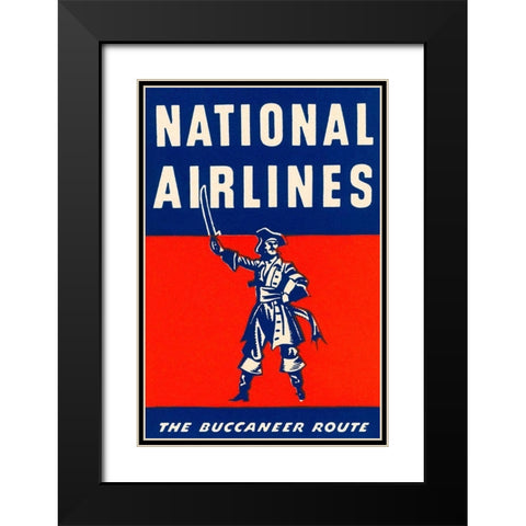 Nation Airlines - The Buccaneer Route Black Modern Wood Framed Art Print with Double Matting by Retrotravel