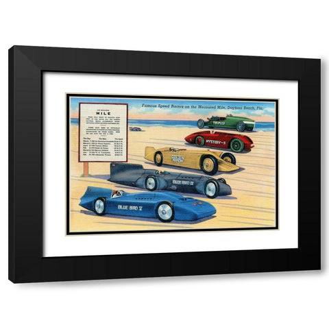 Famous Speed Racers on the Measured  Mile Black Modern Wood Framed Art Print with Double Matting by Retrotravel