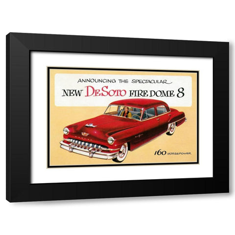 New DeSoto Firedome 8 Black Modern Wood Framed Art Print with Double Matting by Retrotravel