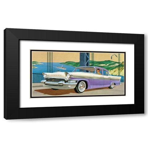 Packard Clipper - Four Door Sedan Black Modern Wood Framed Art Print with Double Matting by Retrotravel