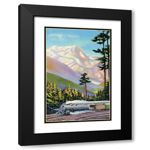 Steaming Through the Valley Black Modern Wood Framed Art Print with Double Matting by Retrotravel