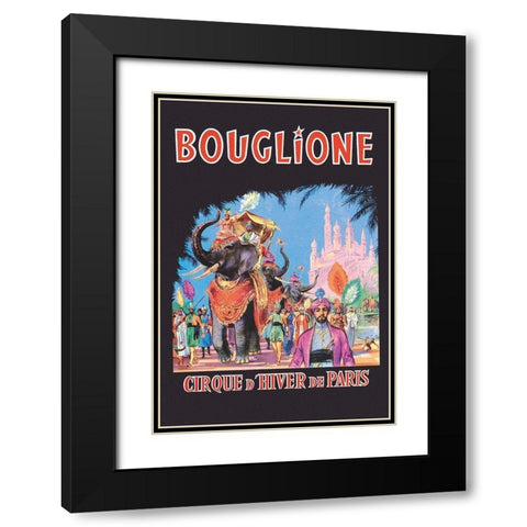 Bouglione - Cirque dHiver de Paris Black Modern Wood Framed Art Print with Double Matting by Vintage Elephant