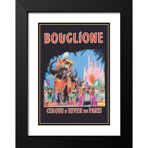 Bouglione - Cirque dHiver de Paris Black Modern Wood Framed Art Print with Double Matting by Vintage Elephant