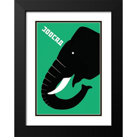 The Zoo - Elephant Black Modern Wood Framed Art Print with Double Matting by Bulanov, Dmitrii