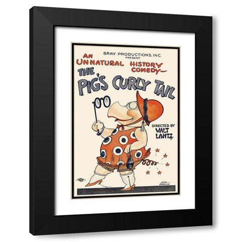 Movie Poster: The Pigs Curly Tail Black Modern Wood Framed Art Print with Double Matting by Unknown 20th Century American Illustrator