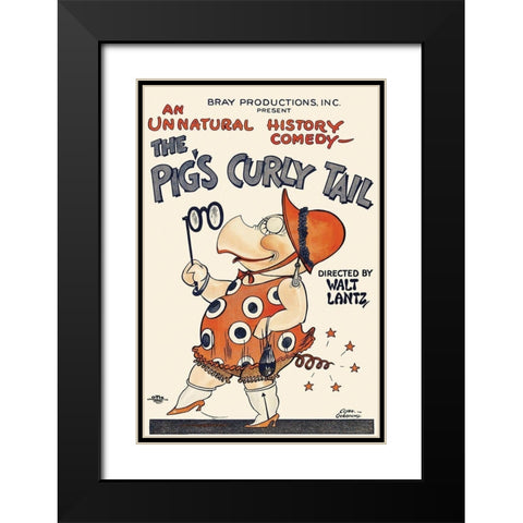 Movie Poster: The Pigs Curly Tail Black Modern Wood Framed Art Print with Double Matting by Unknown 20th Century American Illustrator