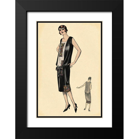 Elegance in Black Black Modern Wood Framed Art Print with Double Matting by Vintage Fashion
