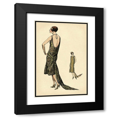 In Pearls Black Modern Wood Framed Art Print with Double Matting by Vintage Fashion