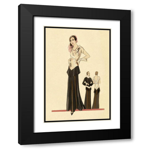Eveningwear in Black and White Black Modern Wood Framed Art Print with Double Matting by Vintage Fashion