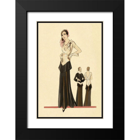 Eveningwear in Black and White Black Modern Wood Framed Art Print with Double Matting by Vintage Fashion