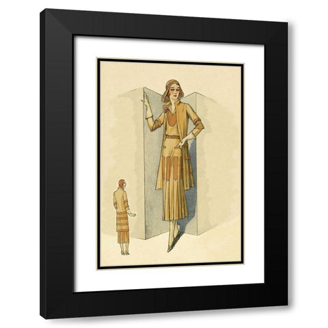Sophisticated Daywear in Camel Black Modern Wood Framed Art Print with Double Matting by Vintage Fashion