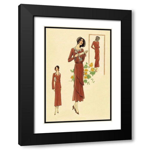 Dainty Fashions in Red Black Modern Wood Framed Art Print with Double Matting by Vintage Fashion