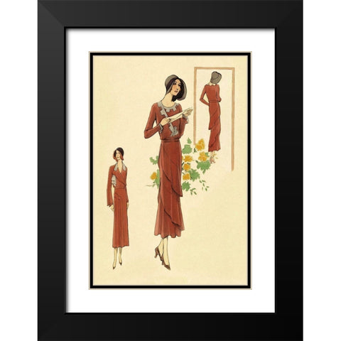 Dainty Fashions in Red Black Modern Wood Framed Art Print with Double Matting by Vintage Fashion