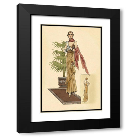 Summer Dress with Pink Wrap Black Modern Wood Framed Art Print with Double Matting by Vintage Fashion
