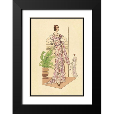 Layered Summer Dress in Flower Print Black Modern Wood Framed Art Print with Double Matting by Vintage Fashion