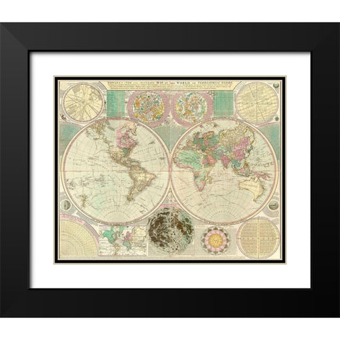 World Map Black Modern Wood Framed Art Print with Double Matting by Bowles, Carington