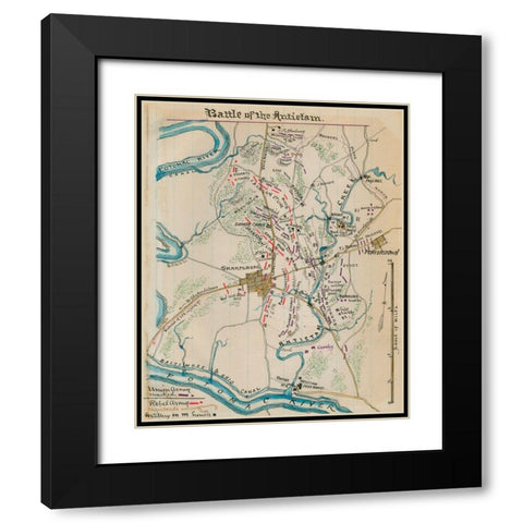 Battle of Antietam or Sharpsburg #1 Black Modern Wood Framed Art Print with Double Matting by Unknown