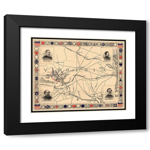 First Battle of Bull Run - Manassas Black Modern Wood Framed Art Print with Double Matting by Unknown
