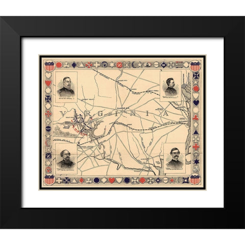 First Battle of Bull Run - Manassas Black Modern Wood Framed Art Print with Double Matting by Unknown