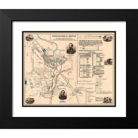 Stone River Black Modern Wood Framed Art Print with Double Matting by Unknown