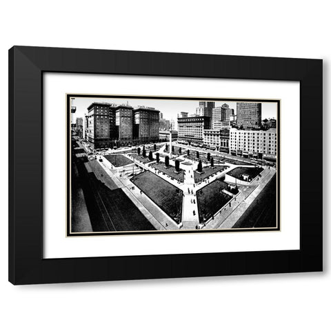 Union Square, San Francisco, CA Black Modern Wood Framed Art Print with Double Matting by Vintage San Francisco