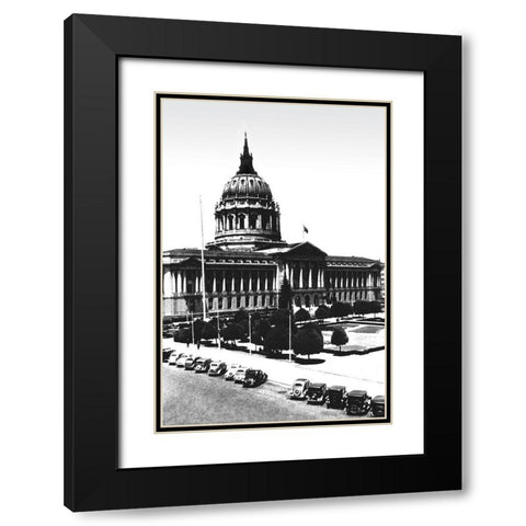 City Hall, San Francisco, CA Black Modern Wood Framed Art Print with Double Matting by Vintage San Francisco