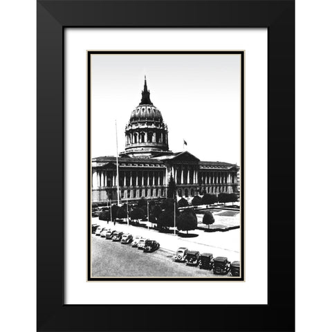 City Hall, San Francisco, CA Black Modern Wood Framed Art Print with Double Matting by Vintage San Francisco