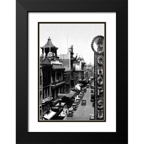 Chinatown, San Francisco, CA Black Modern Wood Framed Art Print with Double Matting by Vintage San Francisco