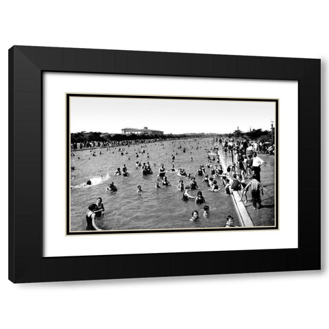 Fleishhacker Pool, San Francisco, CA Black Modern Wood Framed Art Print with Double Matting by Vintage San Francisco