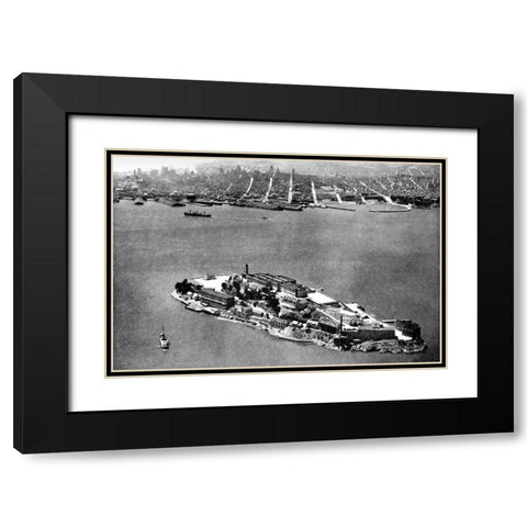 Alcatraz Island, San Francisco, CA Black Modern Wood Framed Art Print with Double Matting by Vintage San Francisco