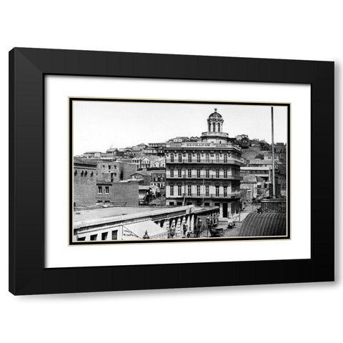 Montgomery St., San Francisco, CA Black Modern Wood Framed Art Print with Double Matting by Vintage San Francisco