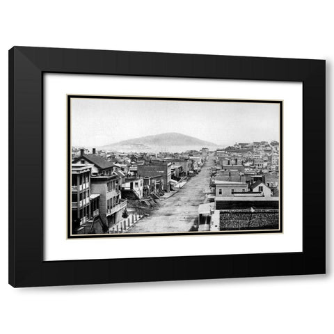 Stockton St., San Francisco, CA Black Modern Wood Framed Art Print with Double Matting by Vintage San Francisco