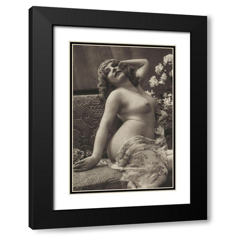 Voluptuousness Black Modern Wood Framed Art Print with Double Matting by Vintage Nudes