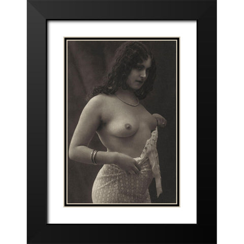Without a Blouse Black Modern Wood Framed Art Print with Double Matting by Vintage Nudes
