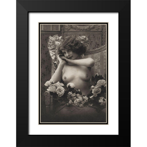 A Look of Enchantment Black Modern Wood Framed Art Print with Double Matting by Vintage Nudes