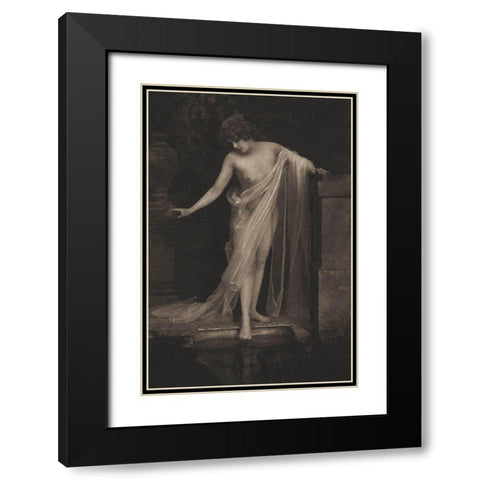 Beside the Swimming Pool Black Modern Wood Framed Art Print with Double Matting by Vintage Nudes